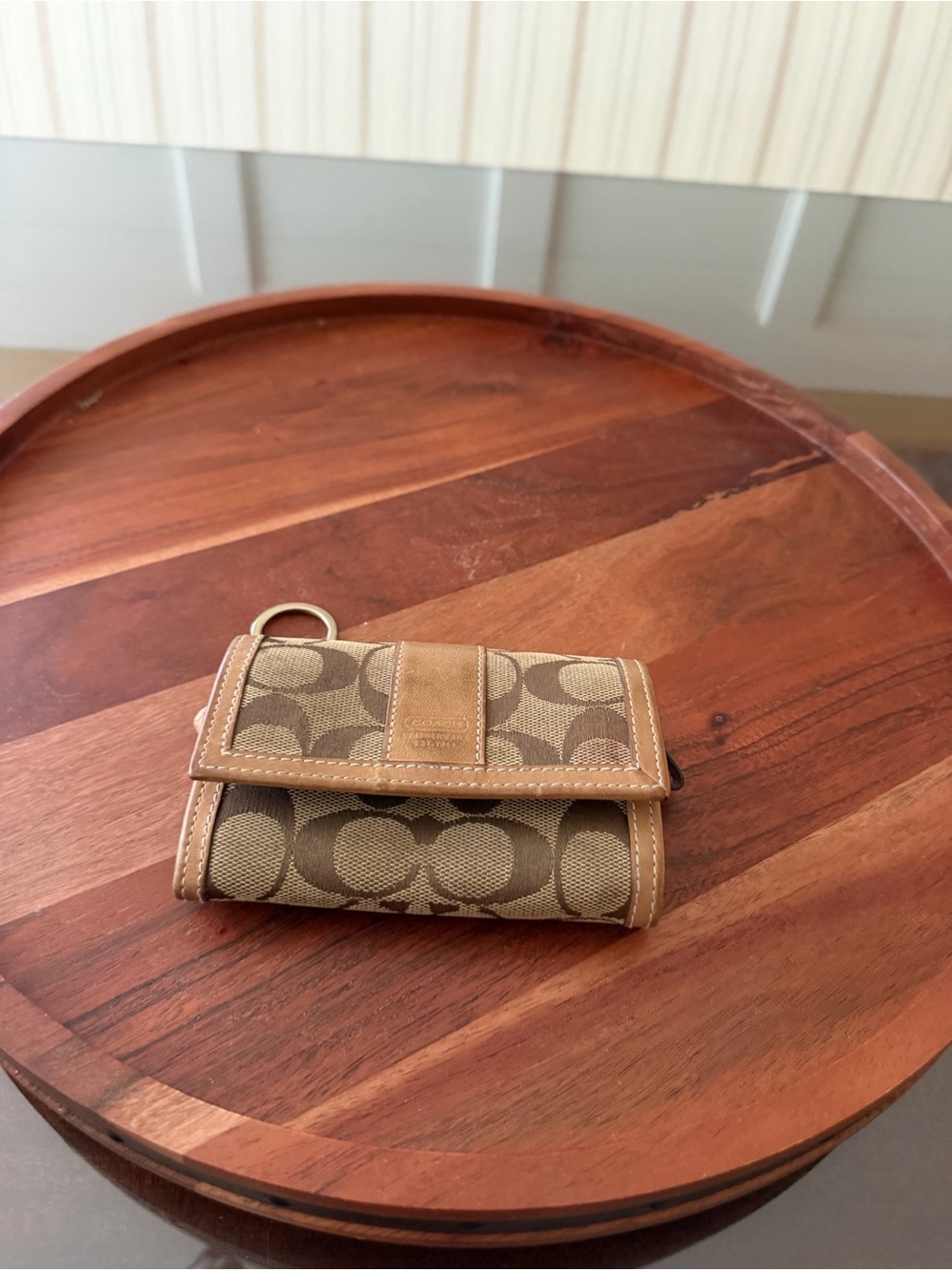 Coach Small Tri-Fold Wallet in Tan and Brown
